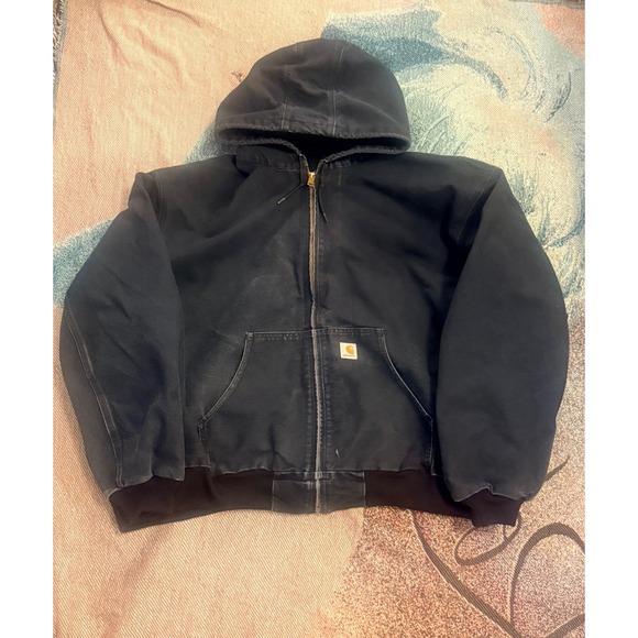 Carhartt J131 BLKMens Black Zippered Hooded Jacket Size 6xl